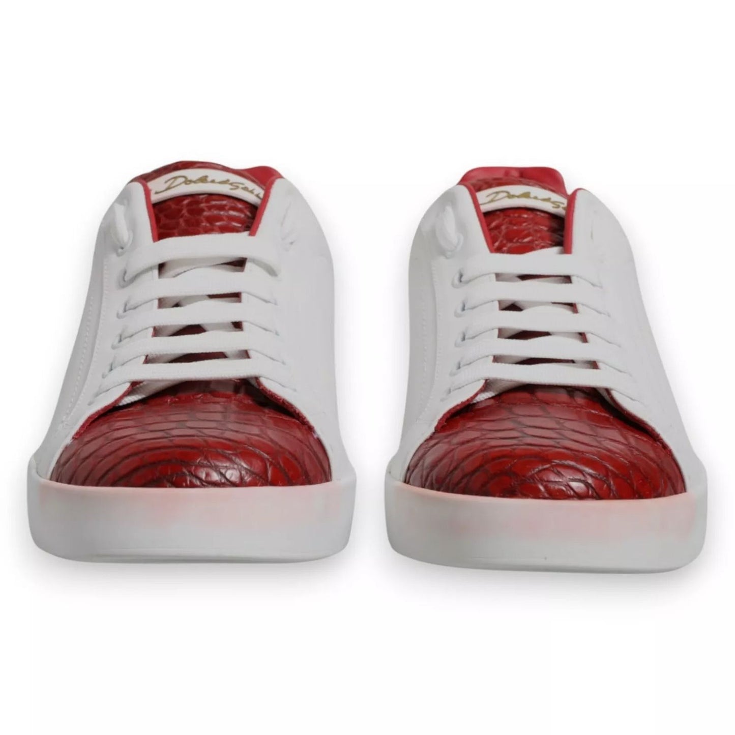 Dolce & Gabbana White Red Leather Logo Portofino Sneaker