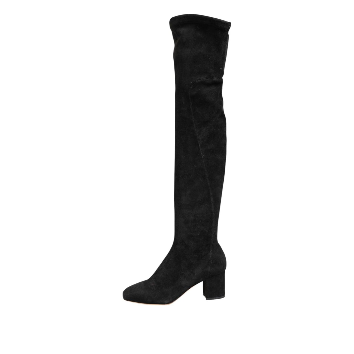 Dolce & Gabbana Black Suede Leather Knee High Boots Shoes