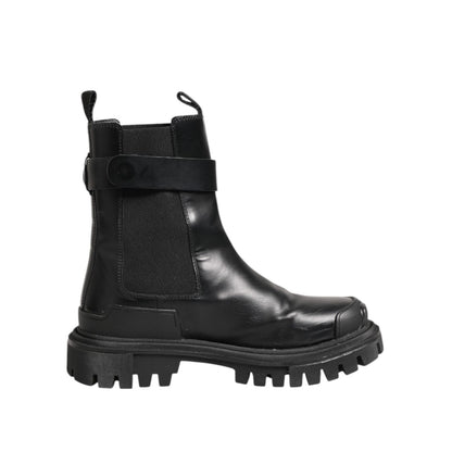 Dolce & Gabbana Black Gold DG Logo Trekking Calf Boots Shoes