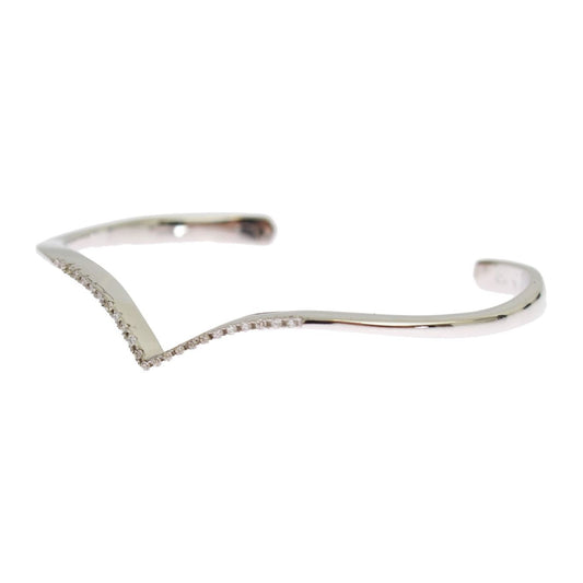 Elegant Silver Bangle Cuff with Clear CZ Accents