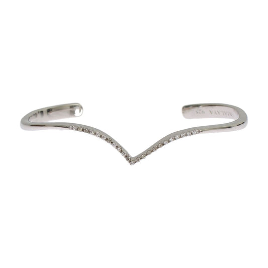 Elegant Silver Bangle Cuff with Clear CZ Accents