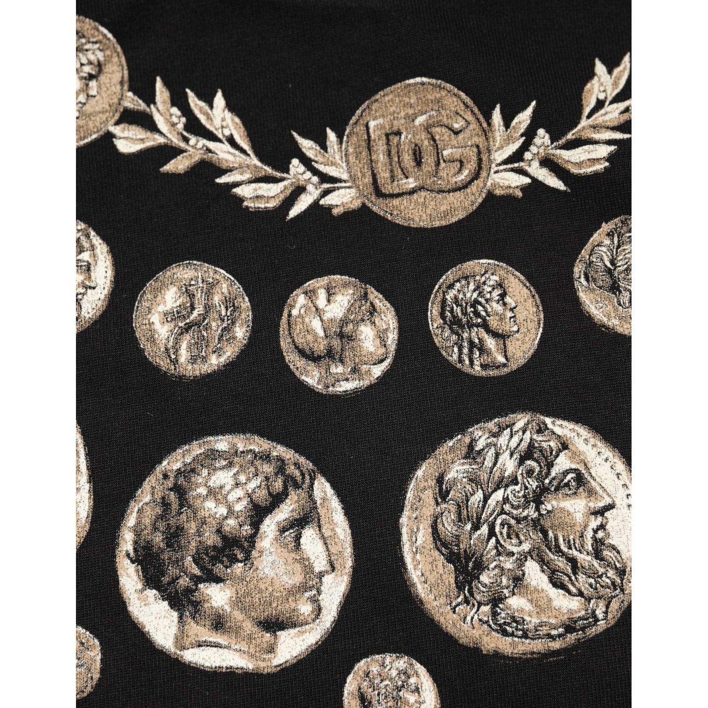 Dolce & Gabbana Black Coin Print Cotton Crew Neck T-shirt