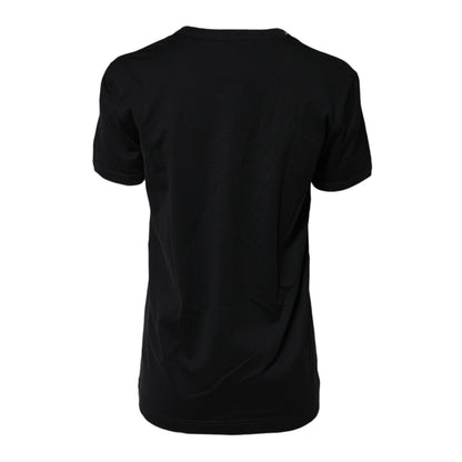 Dolce & Gabbana Black Cotton DG Print Short Sleeve Top T-shirt