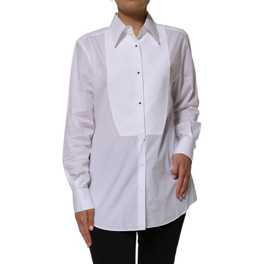Dolce & Gabbana White Cotton Collared Long Sleeves Shirt Top Dolce & Gabbana