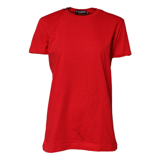 Dolce & Gabbana Red Cotton Short Sleeves Crew Neck Top T-shirt