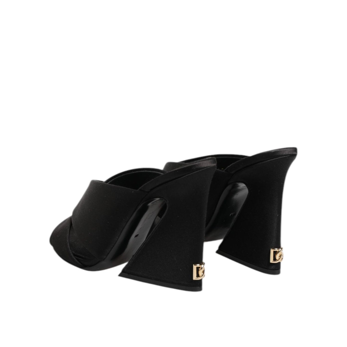 Dolce & Gabbana Black Logo KEIRA Satin Slides Sandals Shoes