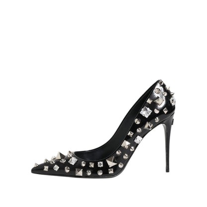 Dolce & Gabbana Black Crystals Studs Stiletto Pumps Shoes
