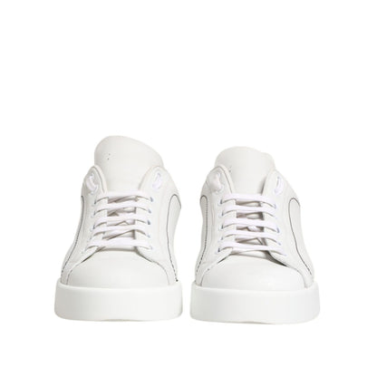 Dolce & Gabbana White Gold Leather Low Top Sneakers Shoes