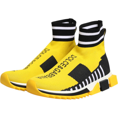 Dolce & Gabbana Yellow Black Sorrento Socks Sneakers Shoes