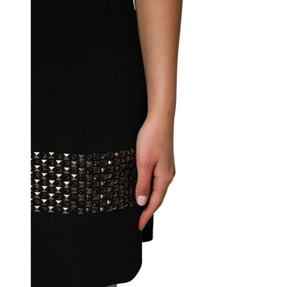 Dolce & Gabbana Black Crystal Embellished Collared Mini Dress