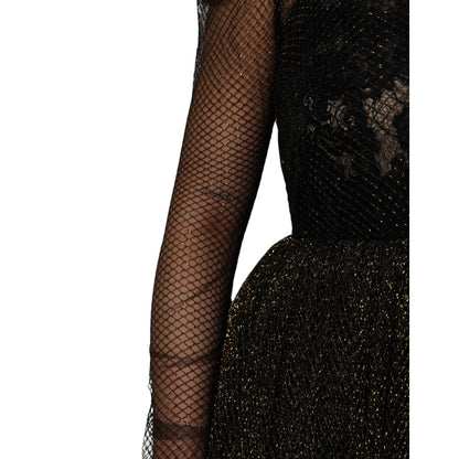 Dolce & Gabbana Black Crystal Heart Embellished A-line Dress