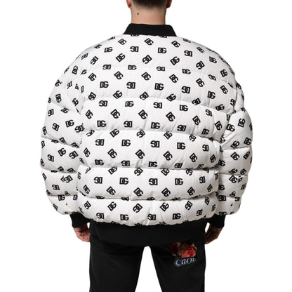 Dolce & Gabbana White DG Monogram Full Zip Quilted Jacket