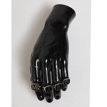 Dolce & Gabbana Silver Tone Brass Lettering Set 5 Pieces Adjustable Ring