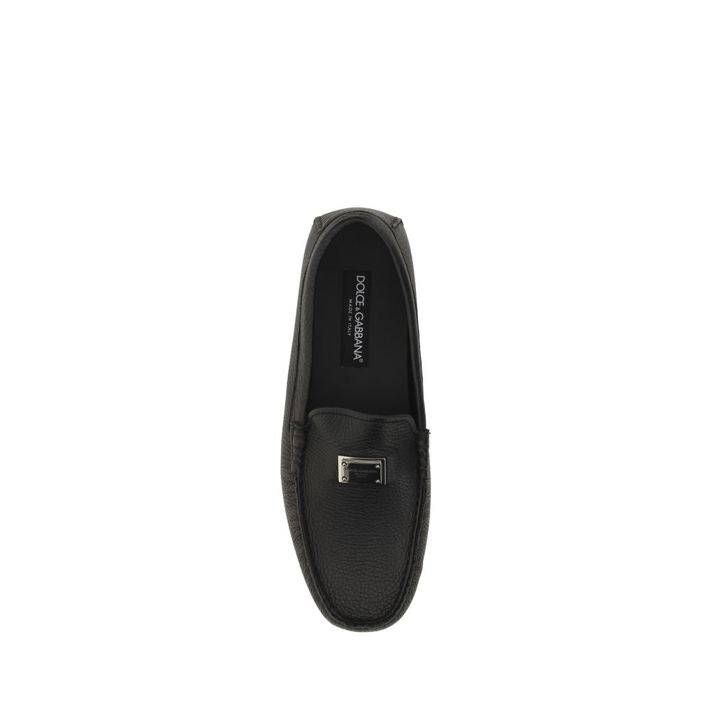 Dolce & Gabbana Black Rubber Slip-On Loafers