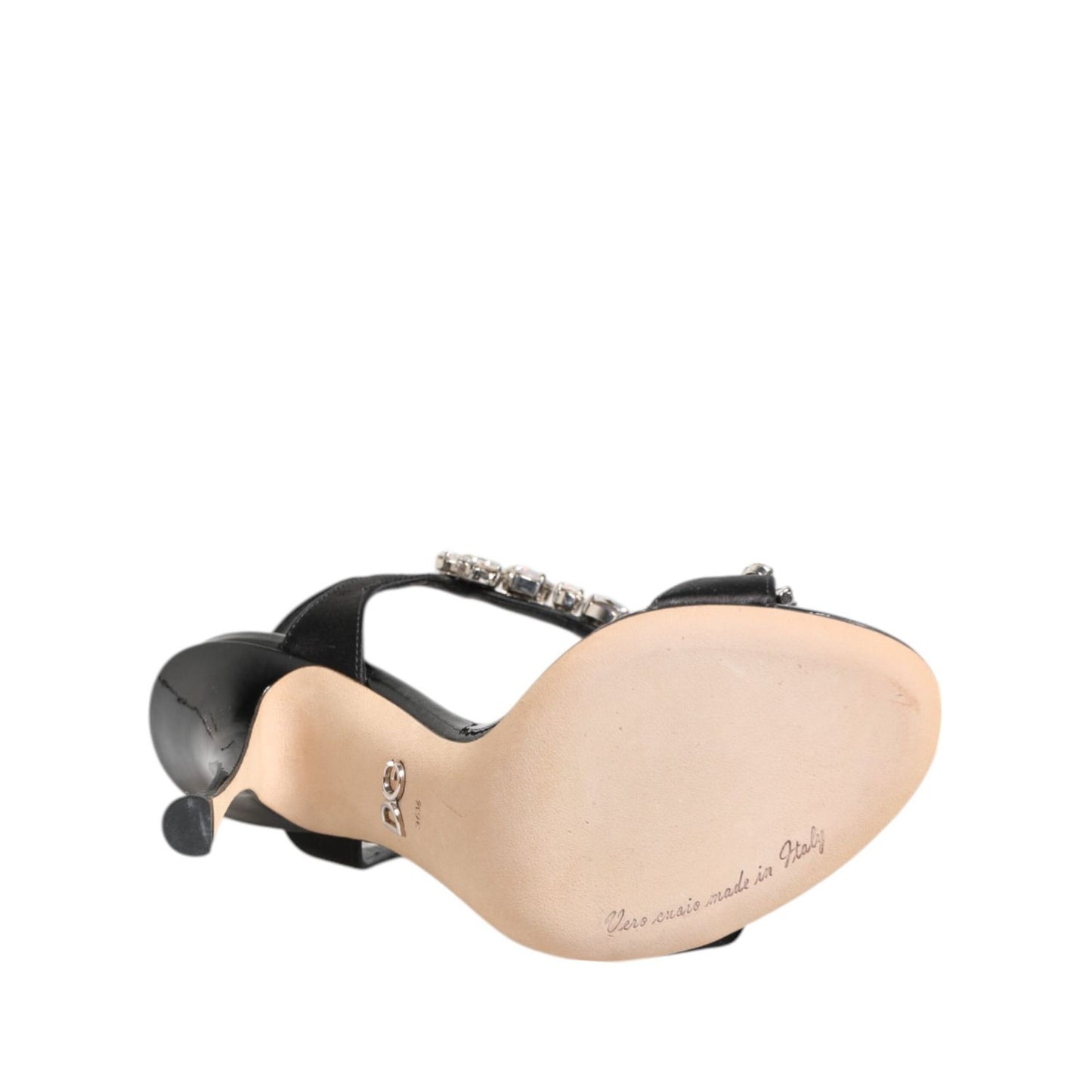 Dolce & Gabbana Black Keira Crystals Heels Sandals Shoes