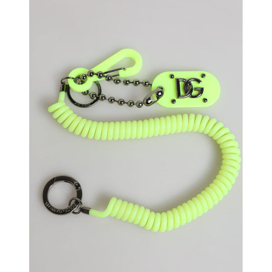 Dolce & Gabbana Green Springy Key Holder DG Logo Men's Keychain Keyring