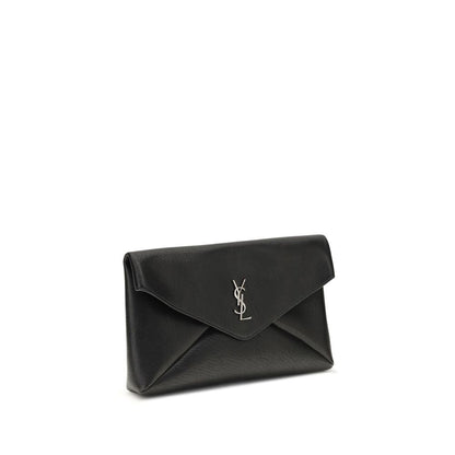 Saint Laurent Black Calf Leather Bos Taurus Clutch Bag
