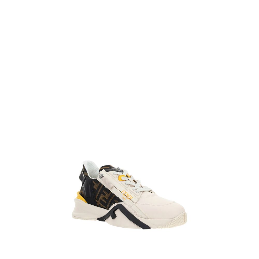 Fendi White Calf Leather Bos Taurus Athletic Sneakers