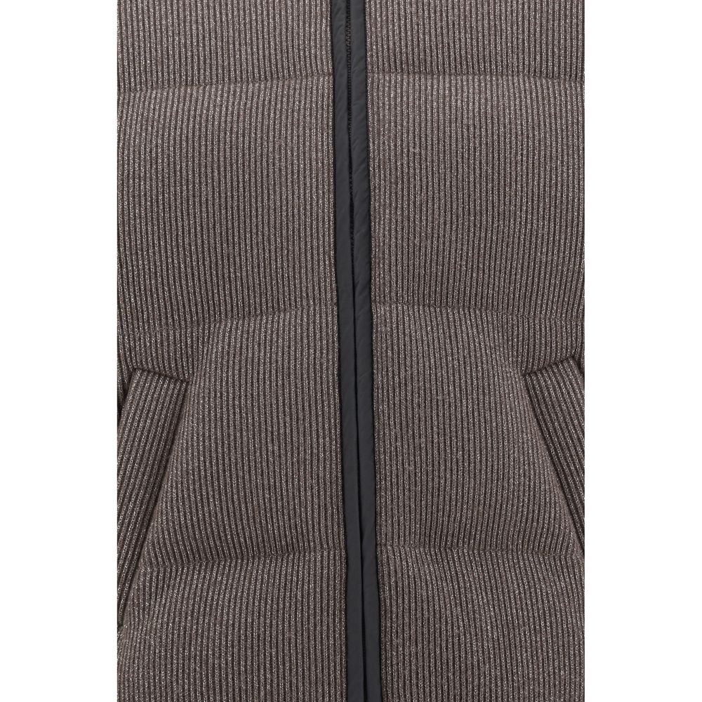 Brunello Cucinelli Brown Lurex Padded Down Jacket