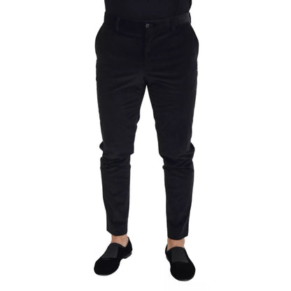 Dolce & Gabbana Black Stretch Cotton Slim Trousers Chino Pants