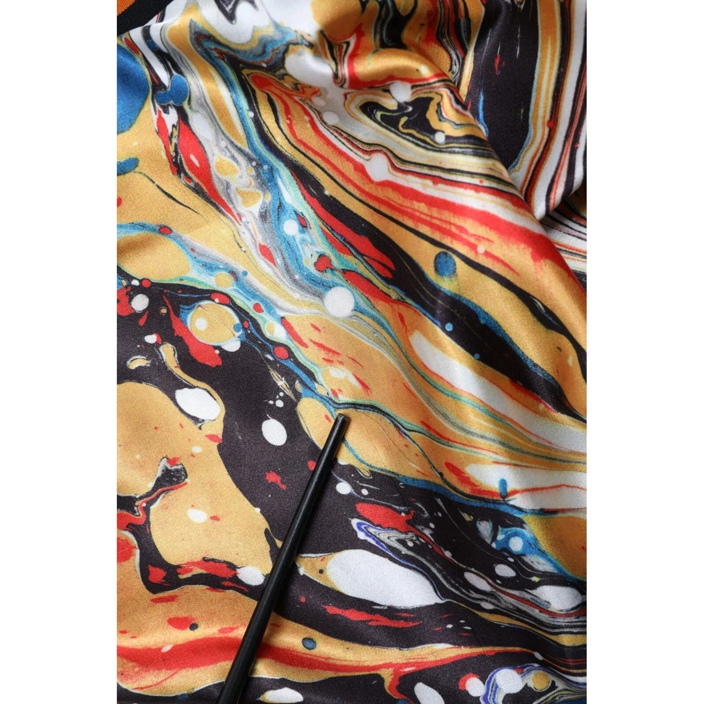 Dolce & Gabbana Multicolor Marble Print Satin Trouser Pants