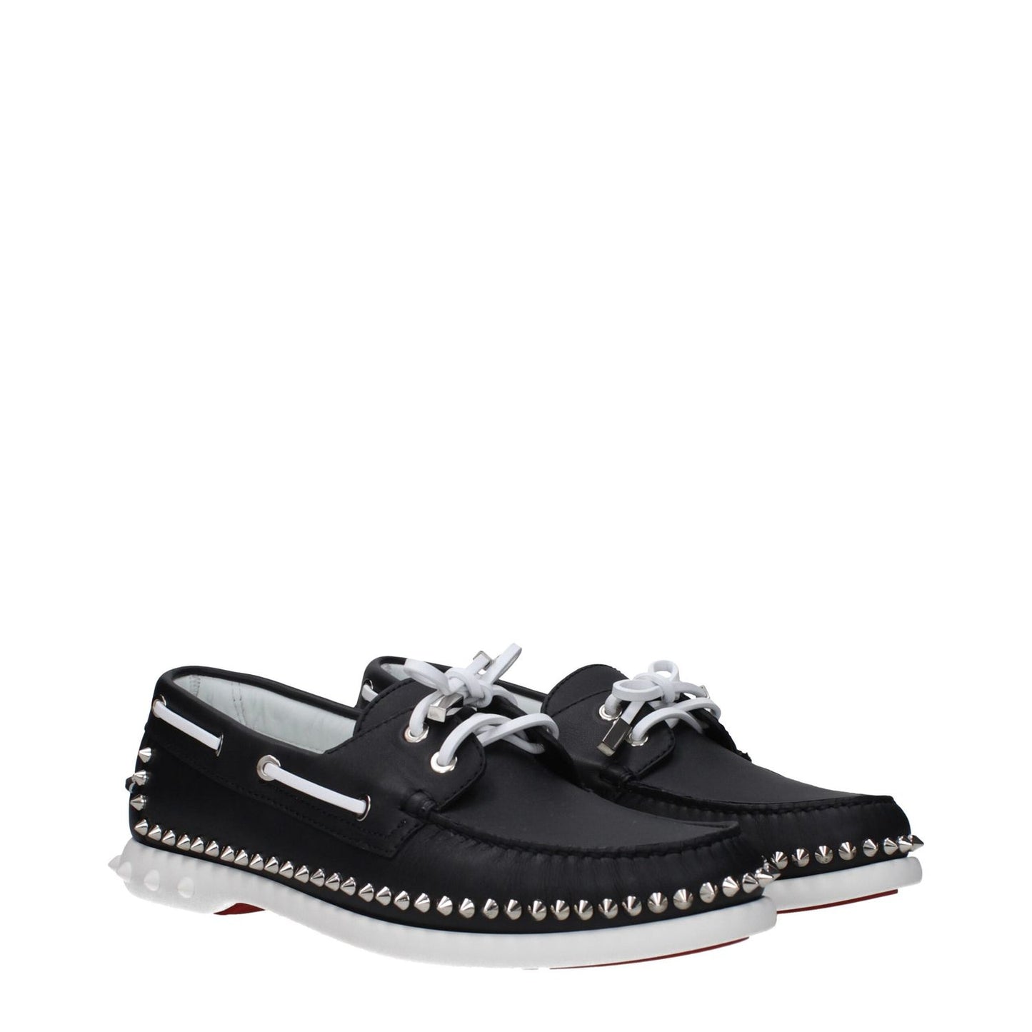 Christian Louboutin Black Leather Slip-On Loafers