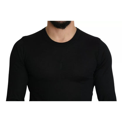 Dolce & Gabbana Black Cashmere Crewneck Pullover Sweater