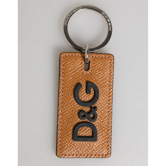 Dolce & Gabbana Brown Leather Logo Metal Ring Keychain Holder Men Keyring 1728,67345645728,Accessories,Brown,Dolce & Gabbana,Keychains - Men - Accessories,Keychains - Other Accessories - Accessories,Material: 100% Calf Leather,Men,Men - Accessories,New wi