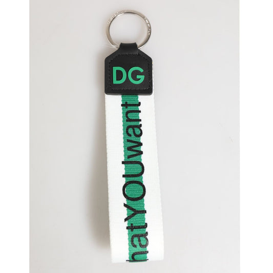 Dolce & Gabbana Green Logo Polyester Silver Brass Holder Keychain Keyring 1728,67345645728,Accessories,Dolce & Gabbana,Green,Keychains - Other Accessories - Accessories,Material: 90% Polyester 10% PVC,Men,New with tags,Other Accessories - Accessories