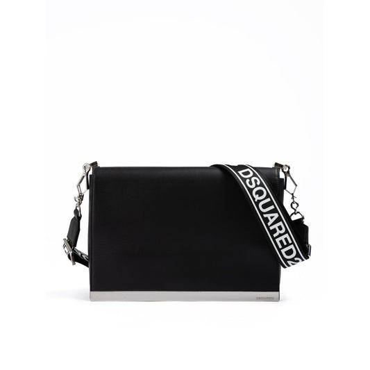 Dsquared² Black Leather Messenger Bag