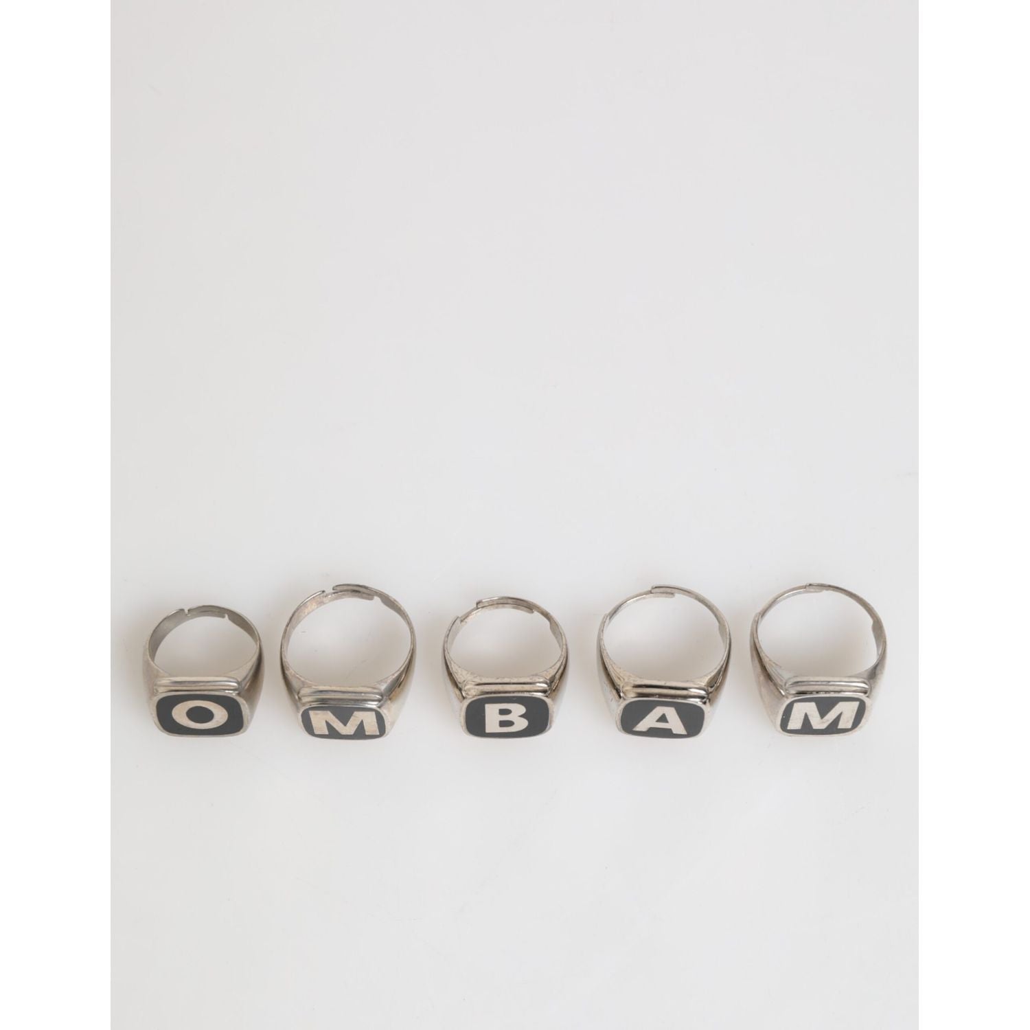 Dolce & Gabbana Silver Tone Brass Lettering Set 5 Pieces Adjustable Ring