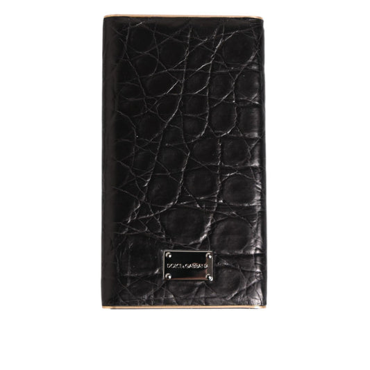 Dolce & Gabbana Black Leather Exotic Skin 3000mAh Power Bank Charger USB