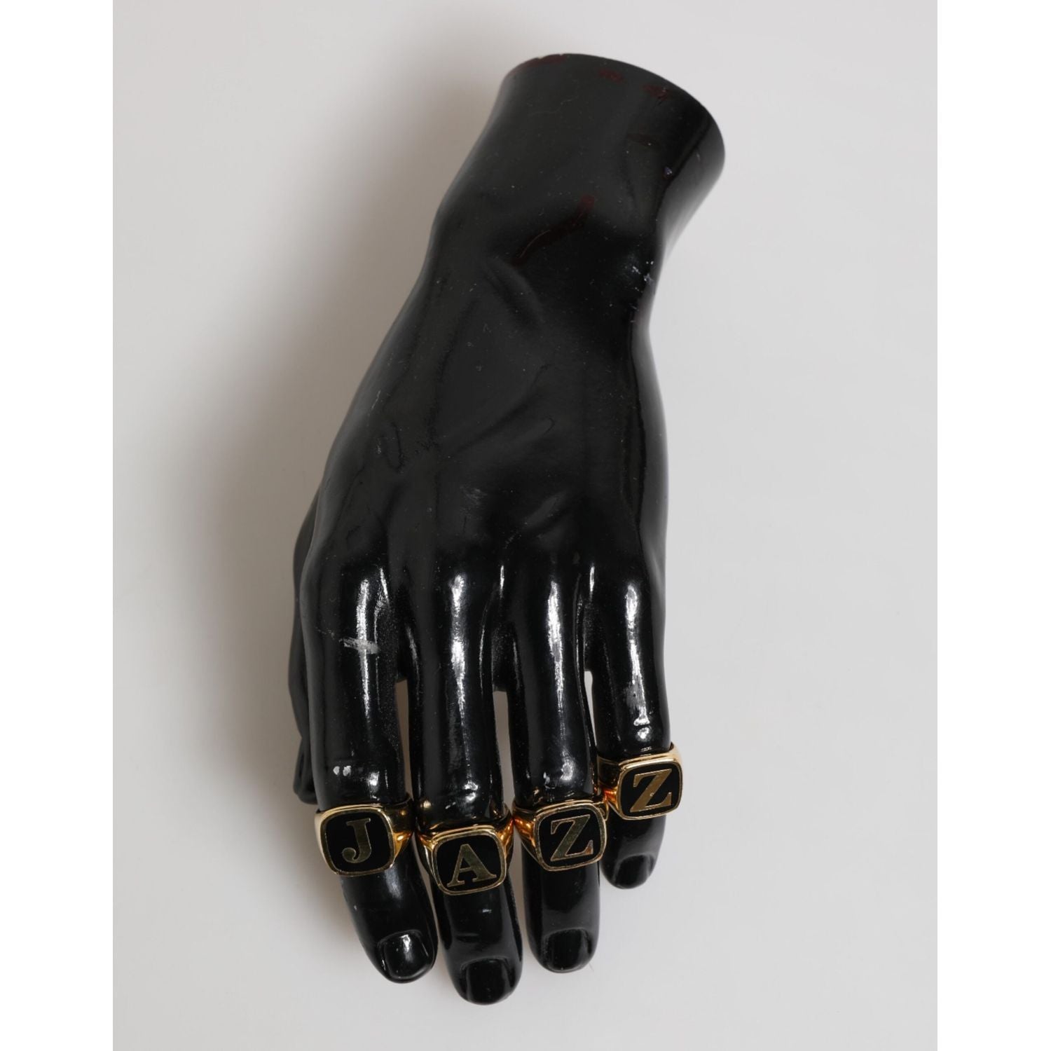 Dolce & Gabbana Gold Tone Brass JAZZ Letter Set 4 Pieces Adjustable Ring