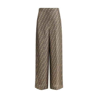 Fendi Brown Silk Casual Pants 1728,72470364320,Brown,Casual Pants - Pants - Clothing,Clothing,Fendi,IT38 | S,IT40 | M,IT42 | L,New with tags,Pants - Clothing,Women