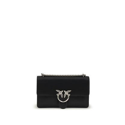 PINKO Black Calf Leather Bos Taurus Shoulder Bag
