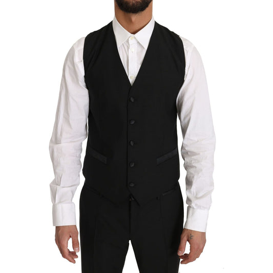 Sleek Black Slim Fit Formal Vest