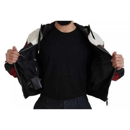 Dolce & Gabbana Black Leather Hooded Blouson Jacket