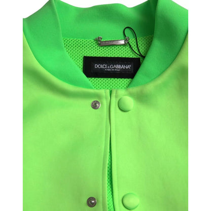 Dolce & Gabbana Neon Green Polyester Long Sleeves Men Bomber Jacket