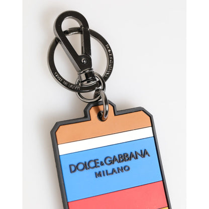 Dolce & Gabbana Multicolor DG Rubber Logo Silver Men's Keychain Keyring