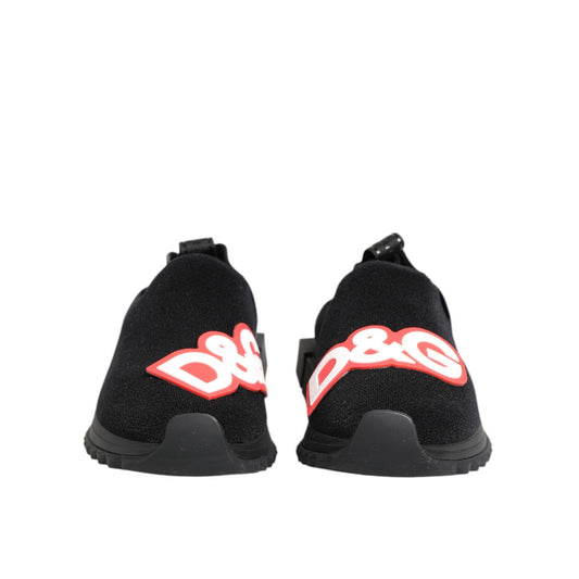 Dolce & Gabbana Black Grey Slip On Sorrento Sneakers Shoes