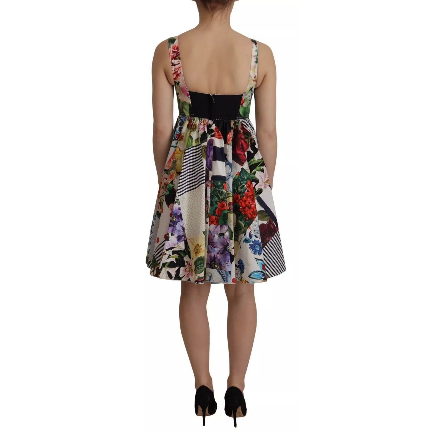 Dolce & Gabbana Multicolor Poplin Floral Mini Flared Dress