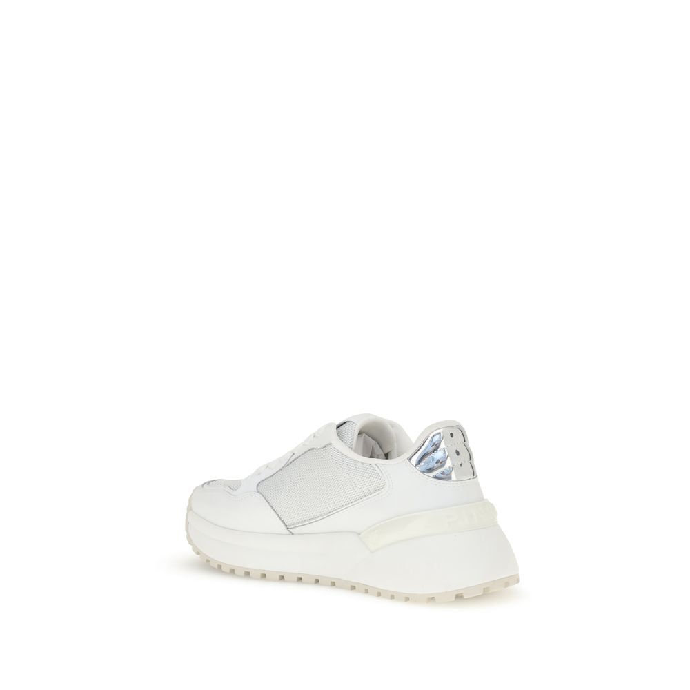 PINKO White Calf Leather Bos Taurus Chunky Sneakers