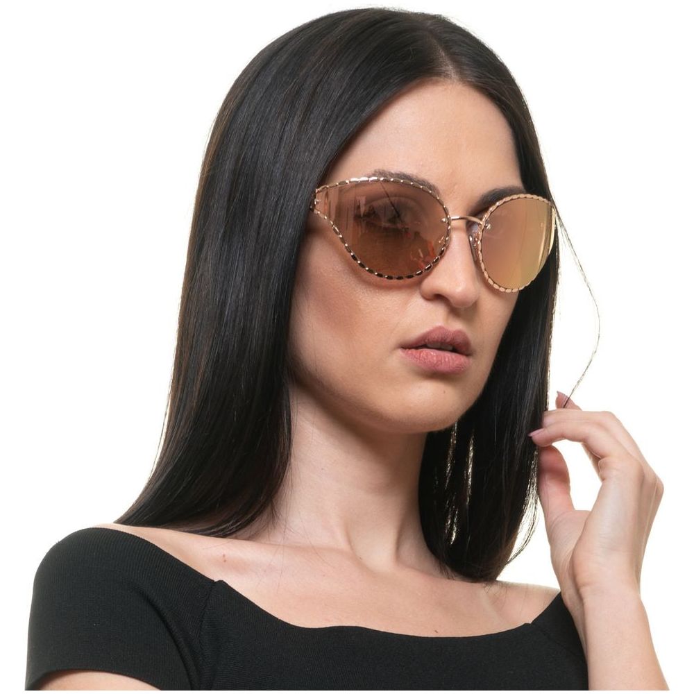 Roberto Cavalli | Rose Gold Oval Mirrored Sunglasses| McRichard Designer Brands   