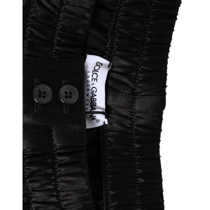 Dolce & Gabbana Black Silk Satin Elastic Men Boxer Short Swimwear