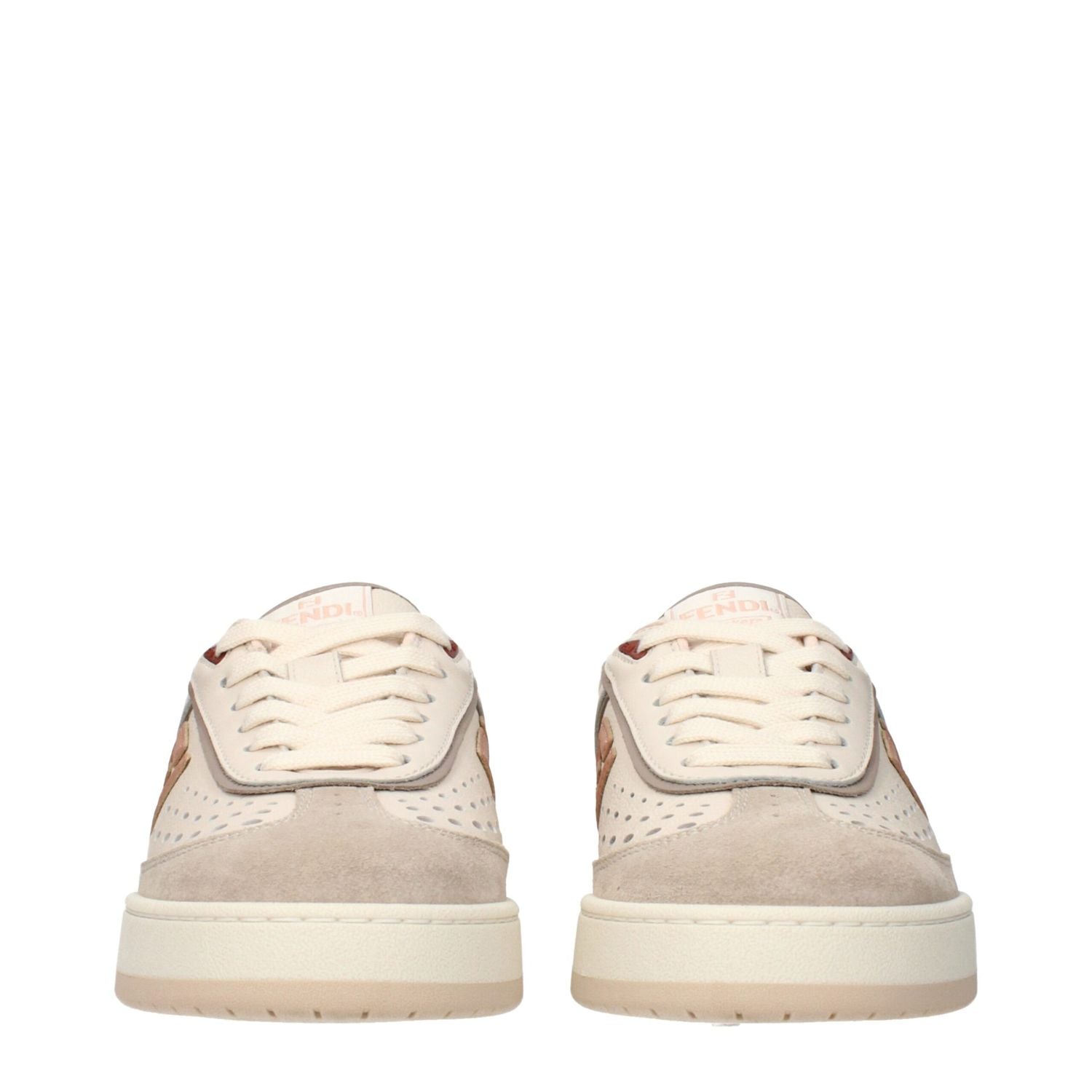 Fendi Beige Leather Low Top Sneakers