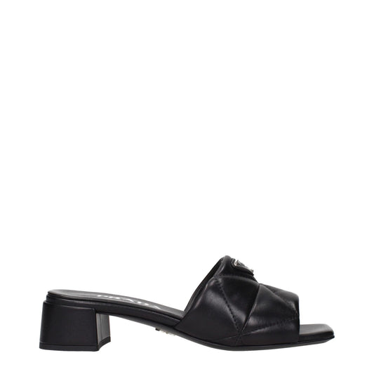 Prada Black Leather Flat Sandals