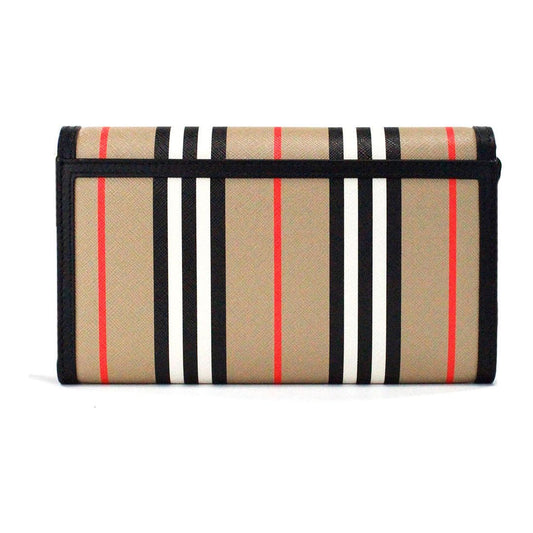 Burberry | Hannah Icon Stripe Archive Black E-Canvas Leather Wallet Crossbody Bag| McRichard Designer Brands   