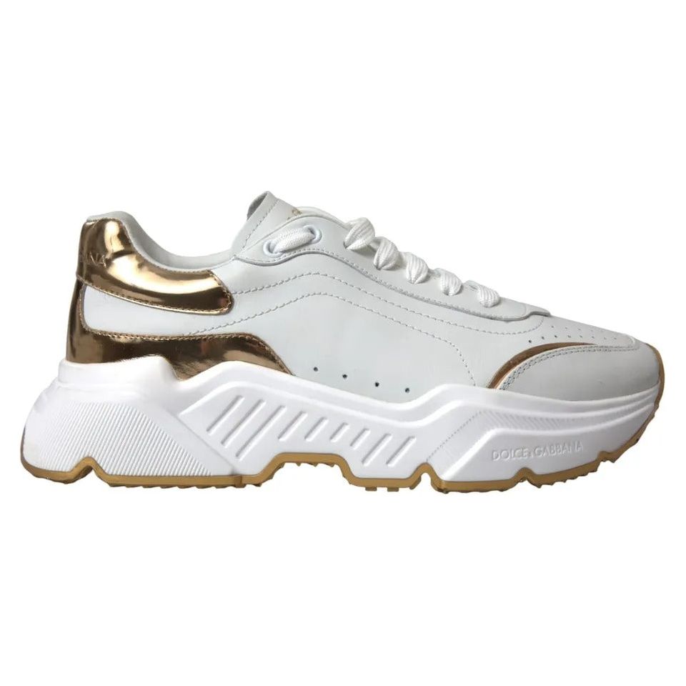 White Gold Leather Men Sneakers DAYMASTER Shoes