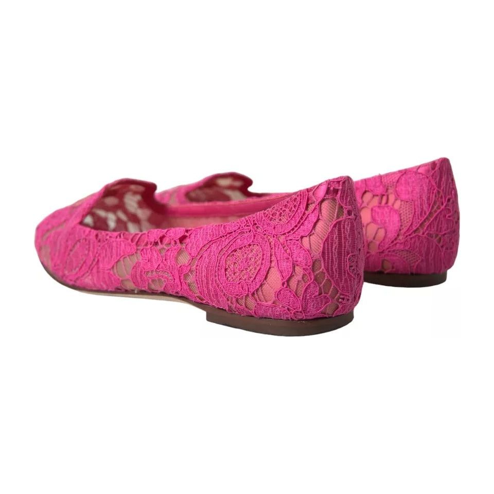 Pink Taormina Lace Slip On Flats Shoes