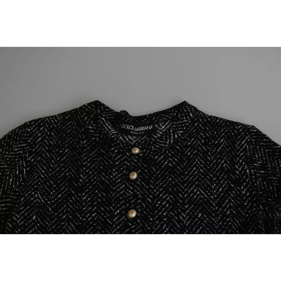Dolce & Gabbana Black Virgin Wool Pre-Owned Cardigan Sweater black-virgin-wool-pre-owned-cardigan-sweater